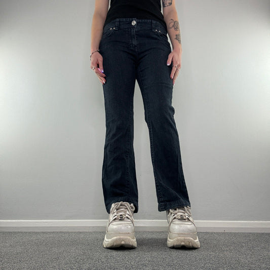 Y2K sparkly dark denim bootcut jeans