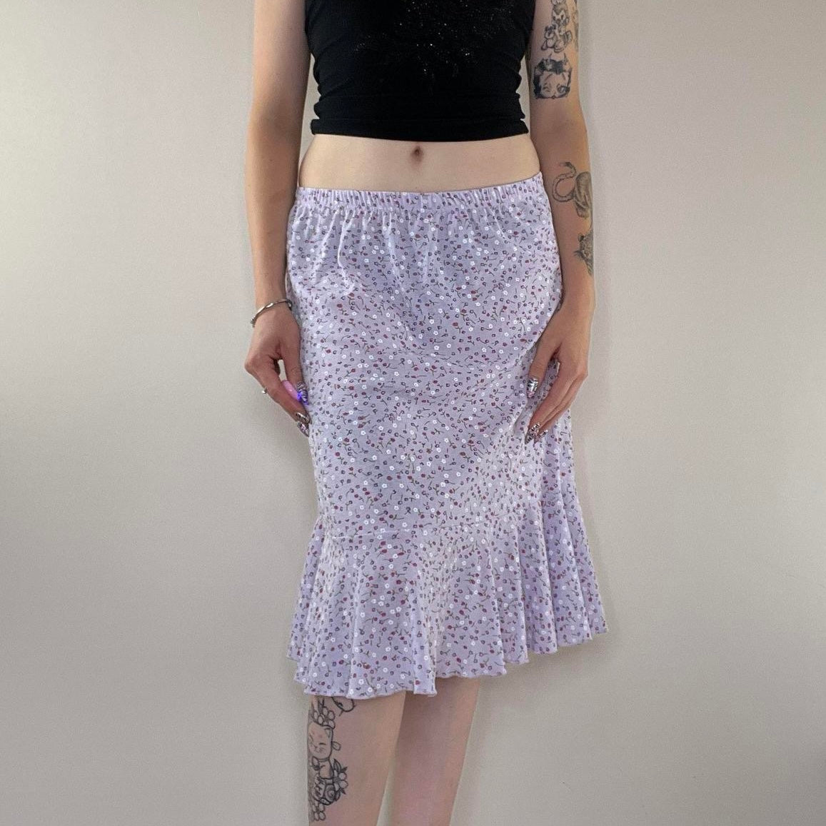 Y2K vintage ditsy floral midi skirt
