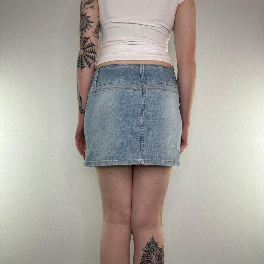 Y2K Jane Norman belted denim mini skirt