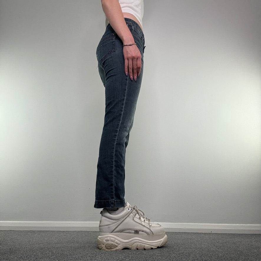 Y2K vintage low rise faded denim straight leg jeans