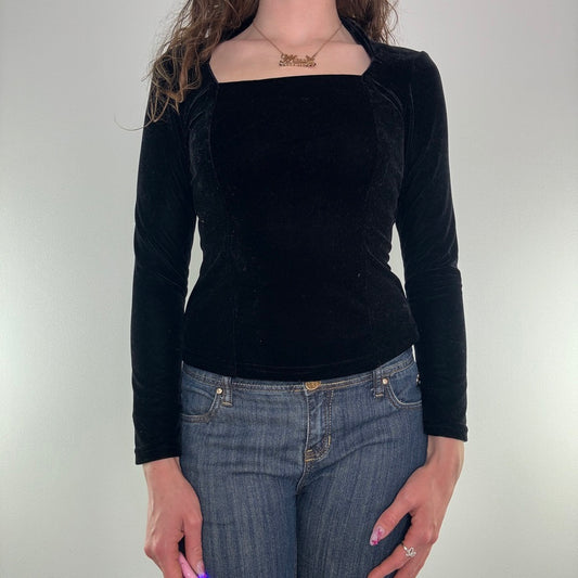 Y2K vintage velvet corset style long sleeve top