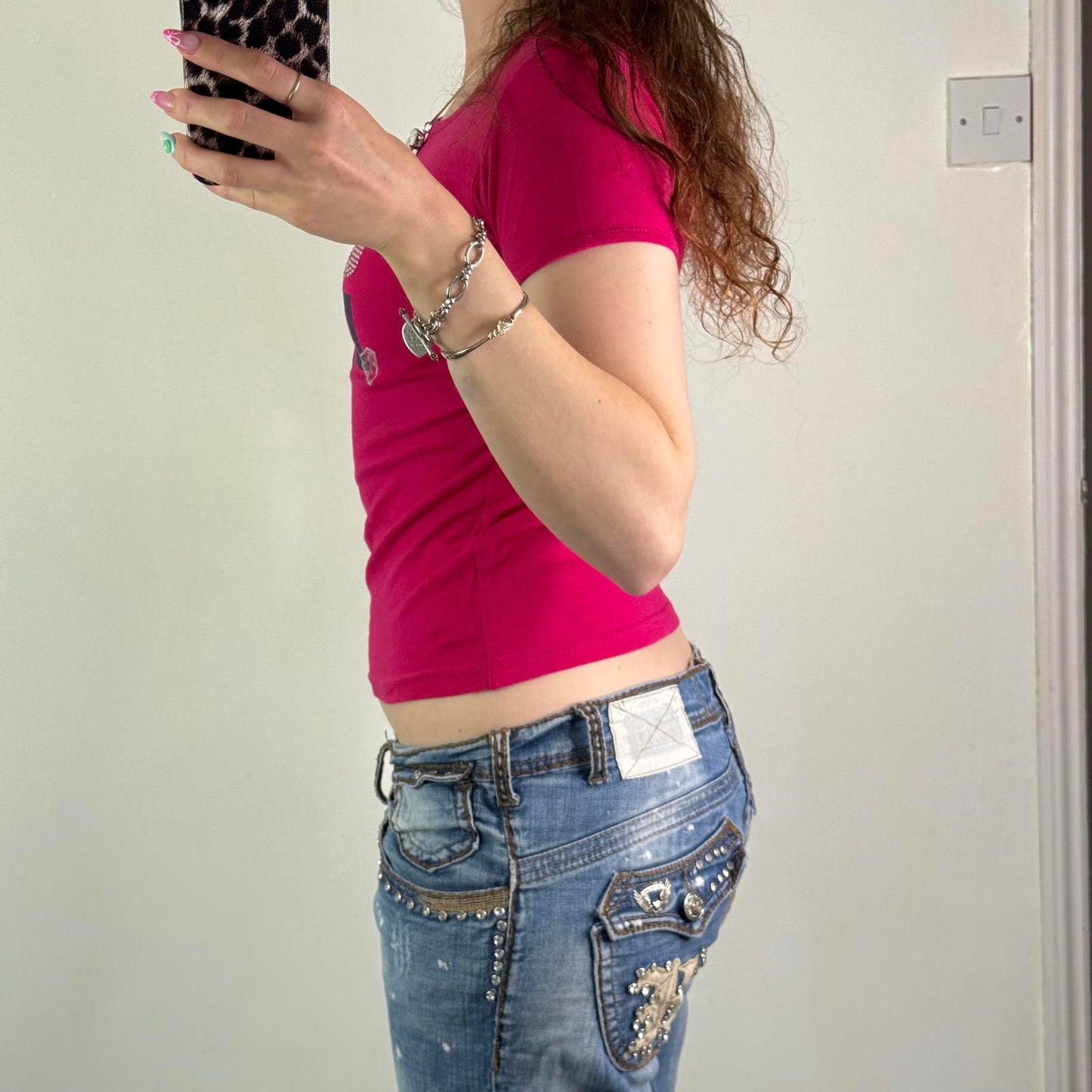 Y2K vintage Golddigga baby tee t shirt short sleeve rhinestone graphic print top