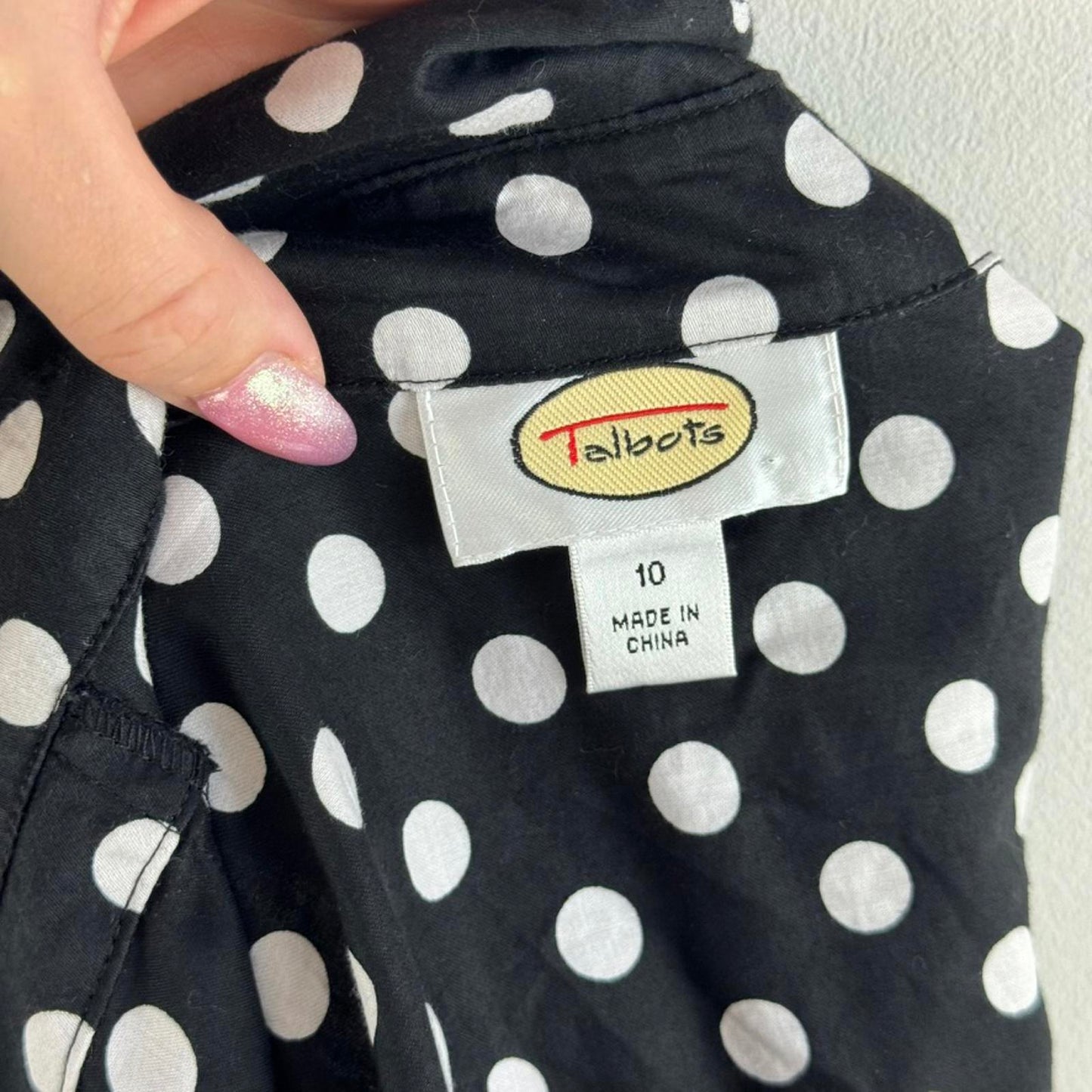 Y2K vintage polka dot wrap around long sleeve shirt v neck bow spotty