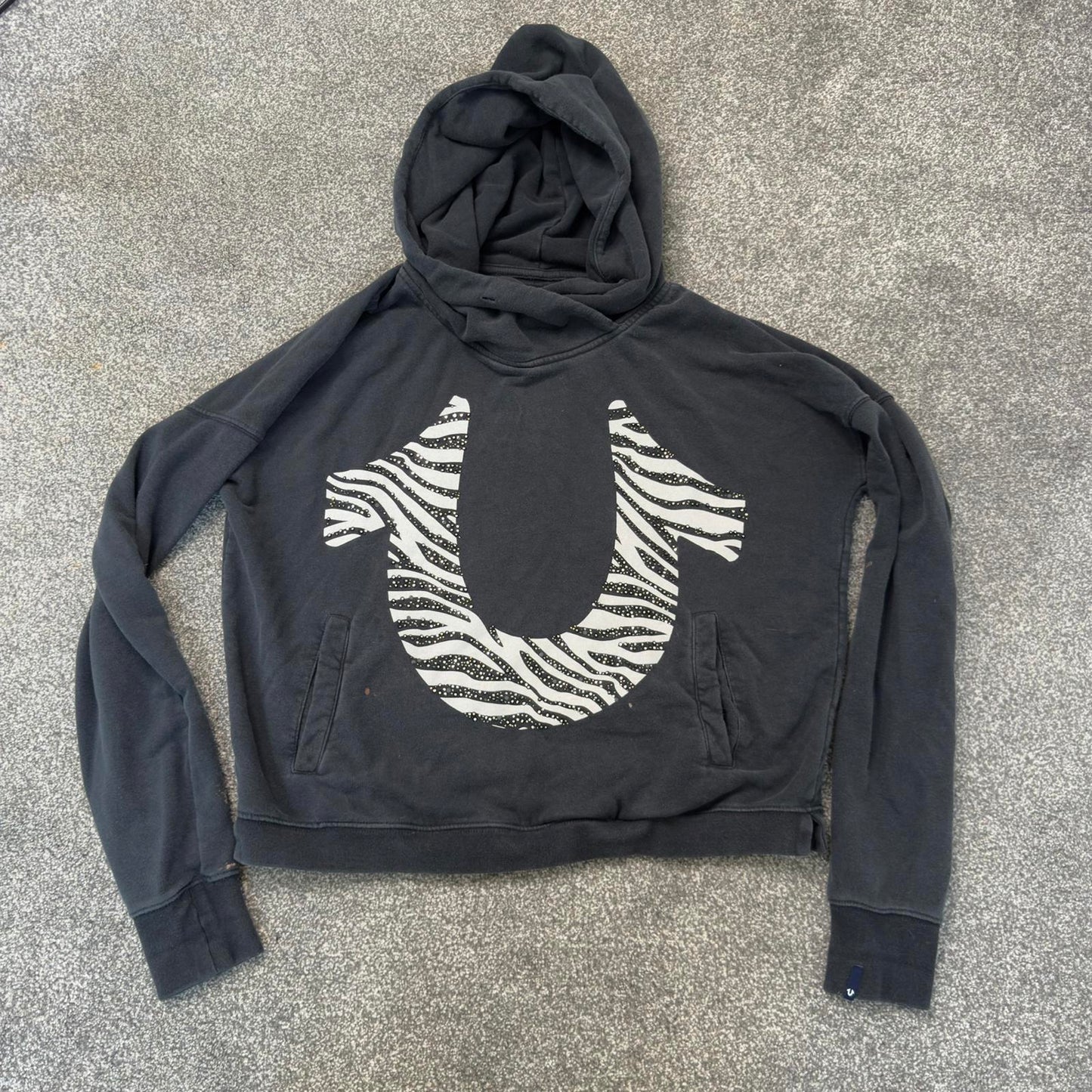 True Religion rhinestone zebra hoodie