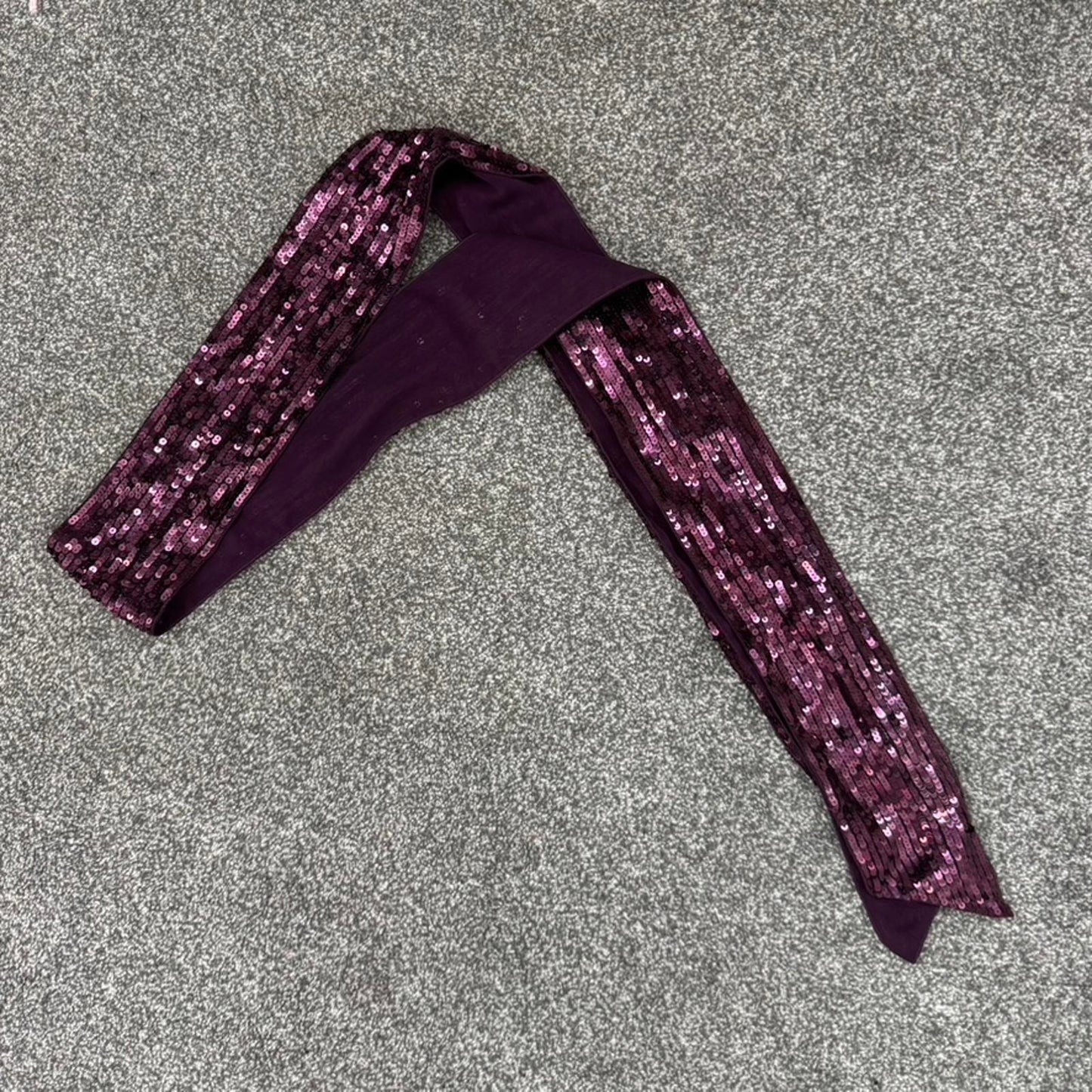 Y2K vintage sequin skinny scarf purple embellished party thin