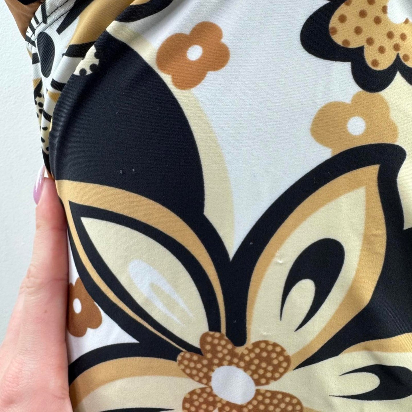 Y2K vintage halter neck swimwear top v neck padded bust beaded floral pattern