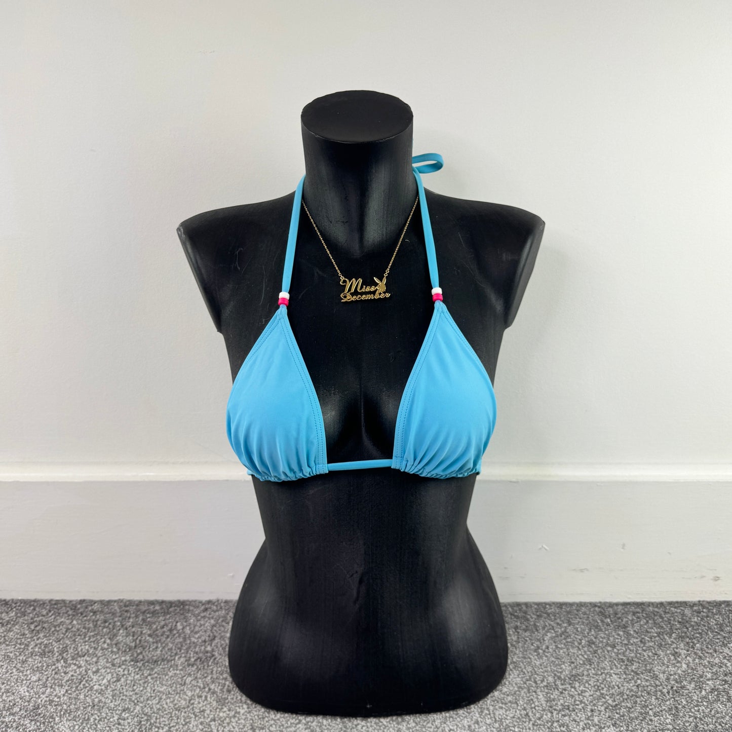 Y2K vintage blue halter neck bikini top