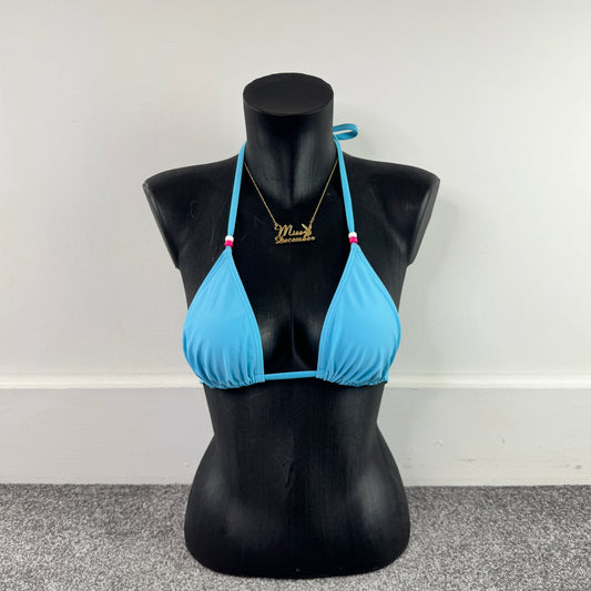 Y2K vintage blue halter neck bikini top