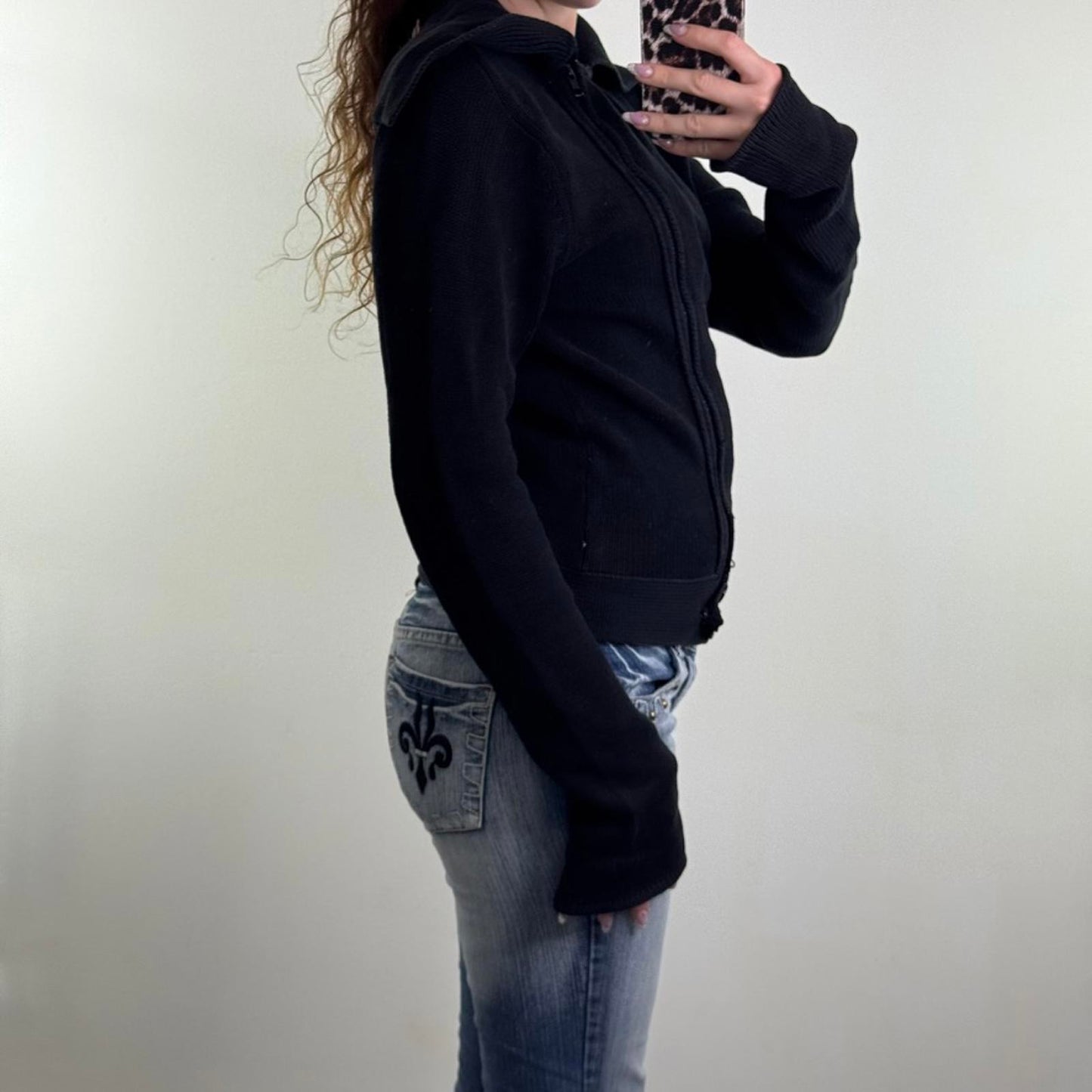 Y2K vintage Bay asymmetrical zip up jumper knitted collar long sleeve archive