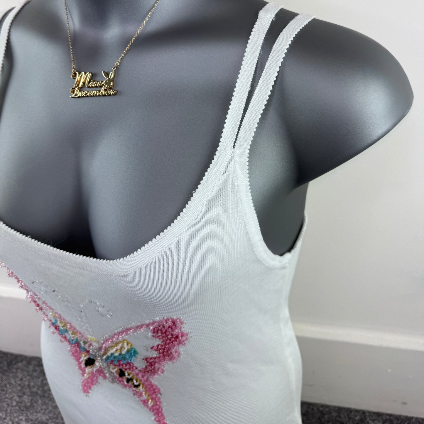 Y2K vintage thick knit sequin butterfly cami top