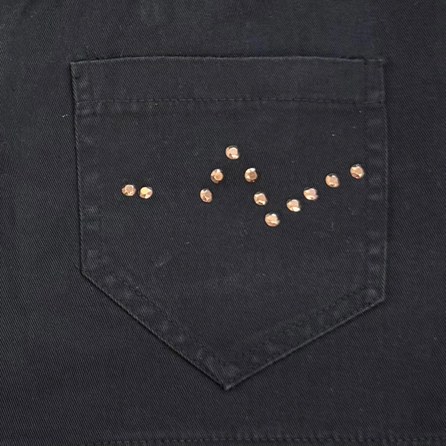 Y2K vintage low rise denim mini skirt black studded