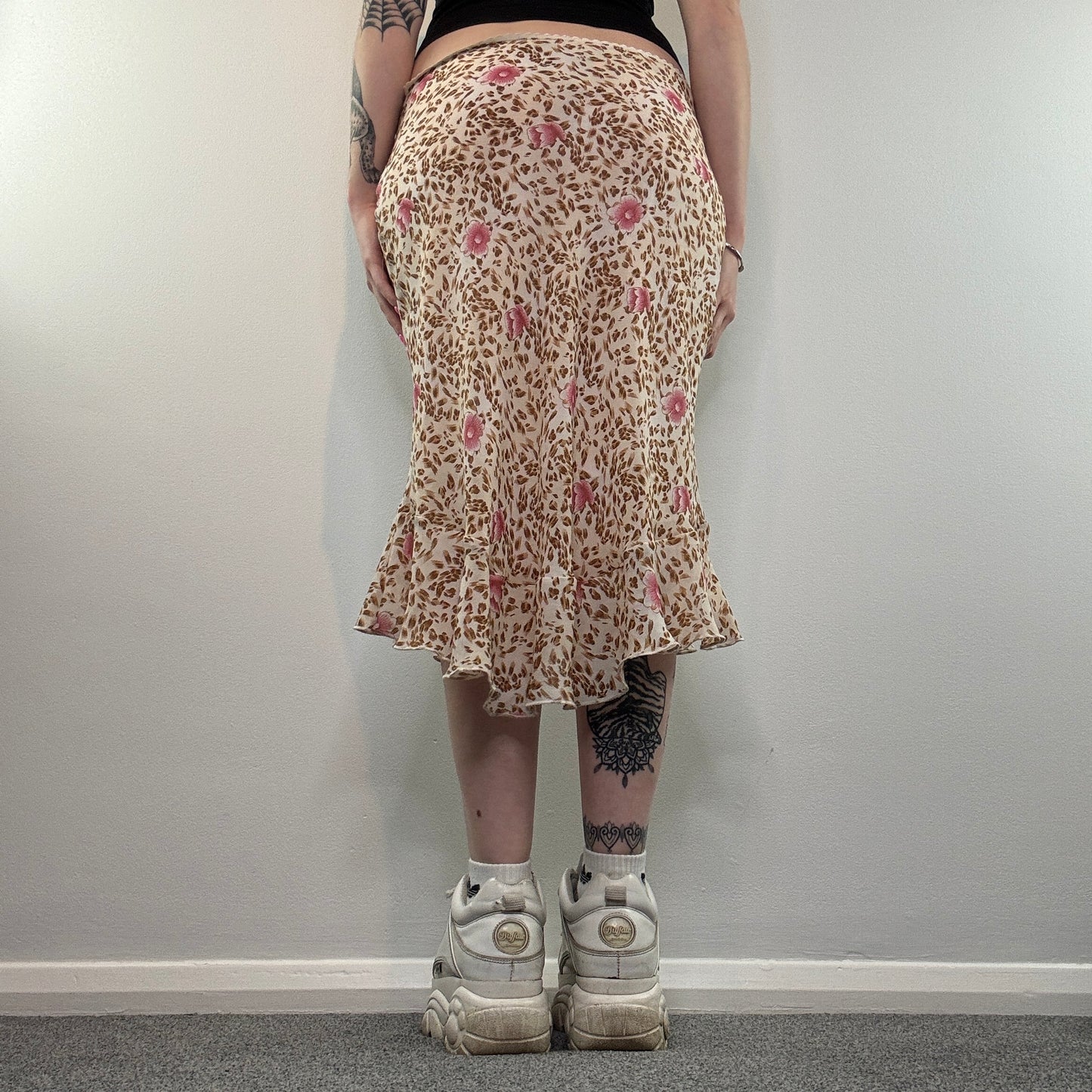 Y2K leopard floral maxi skirt