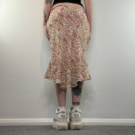 Y2K leopard floral maxi skirt