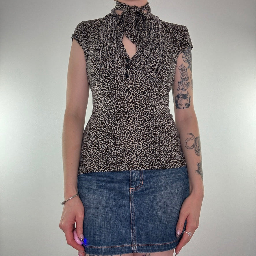 Y2K vintage Jane Norman leopard print top