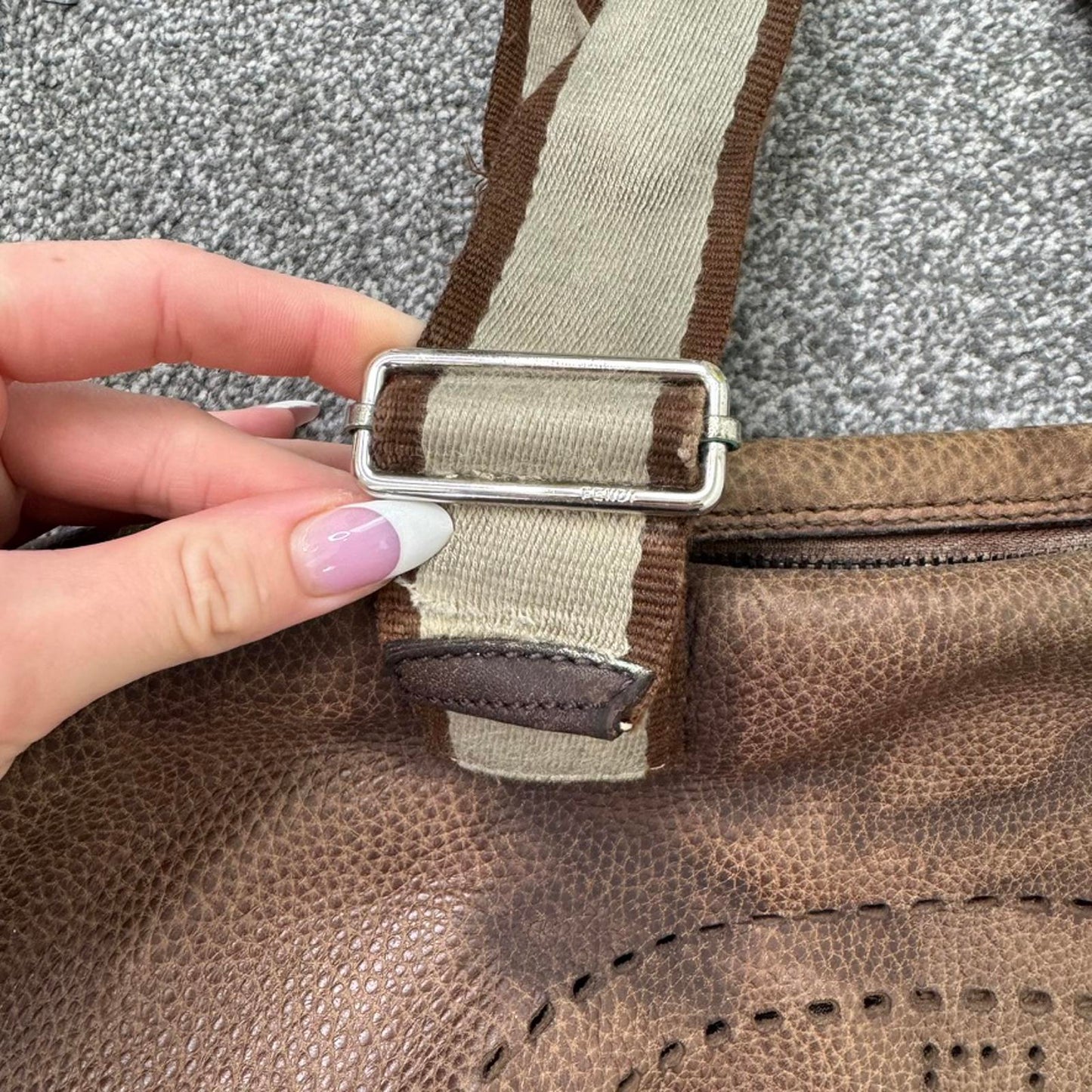 Vintage Fendi Selleria large shoulder bag genuine leather tote holdall