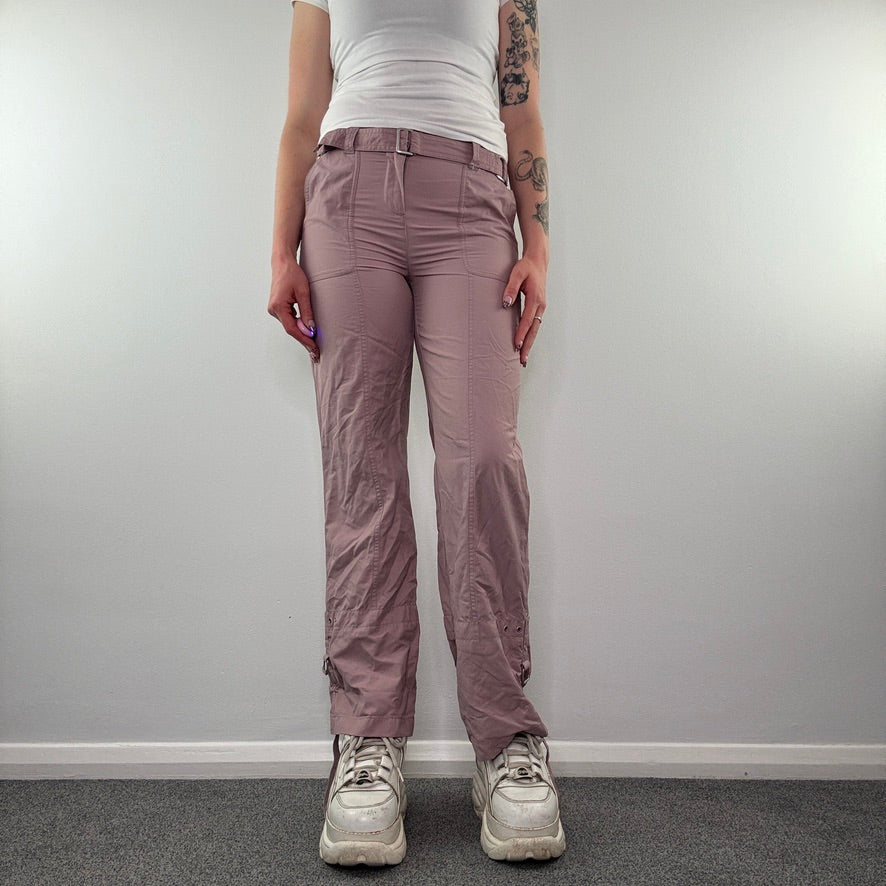 Y2K vintage mid rise baggy cargo trousers with belt