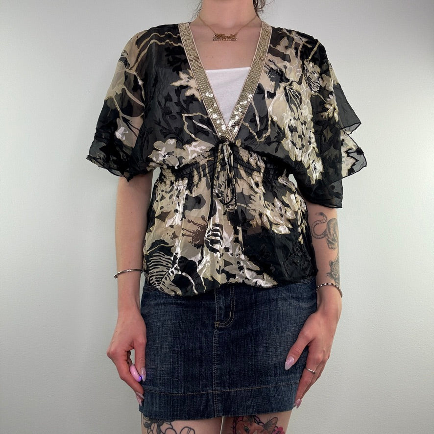 Y2K Lipsy floral sheer floaty top cover up