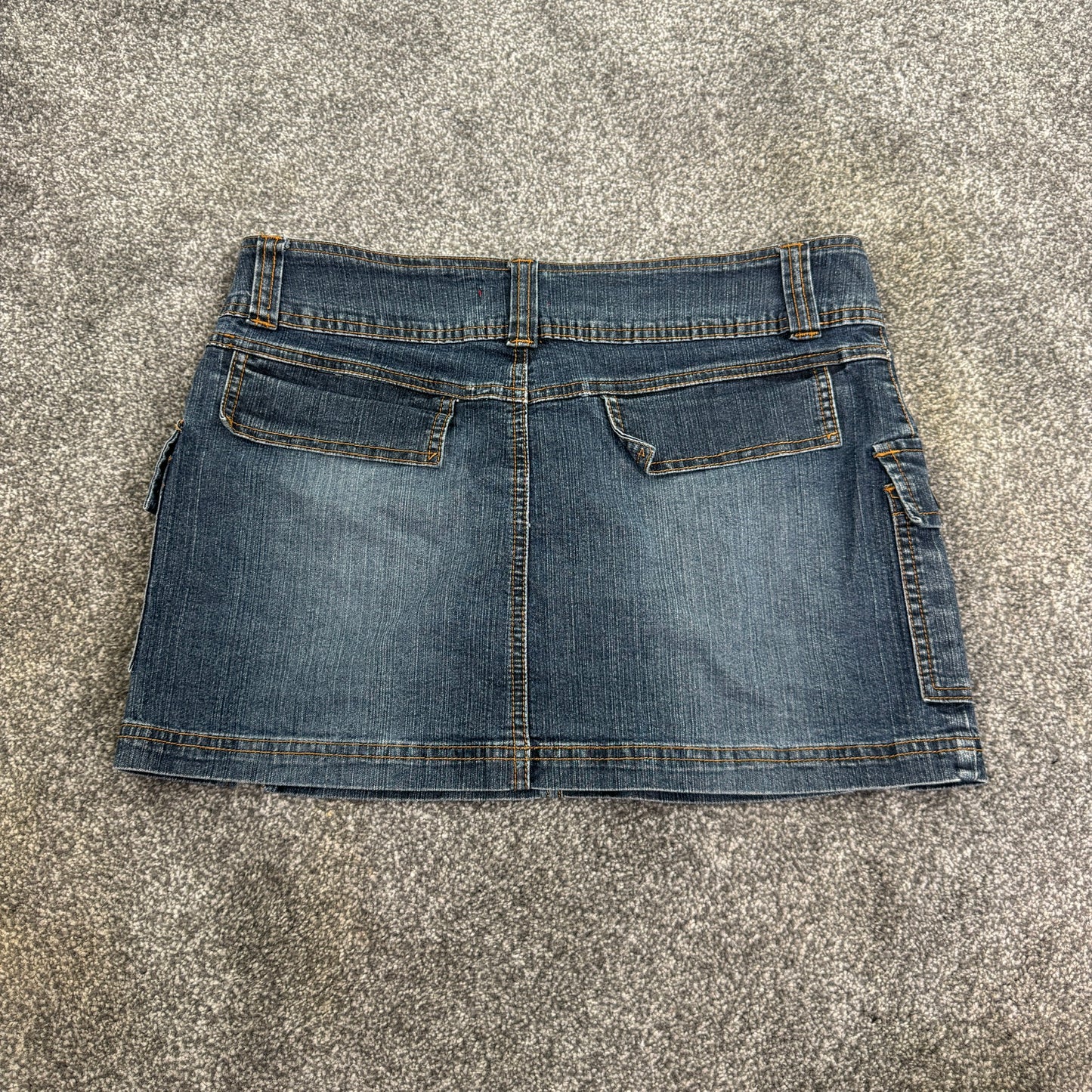 Y2K vintage cargo faded denim mini skirt