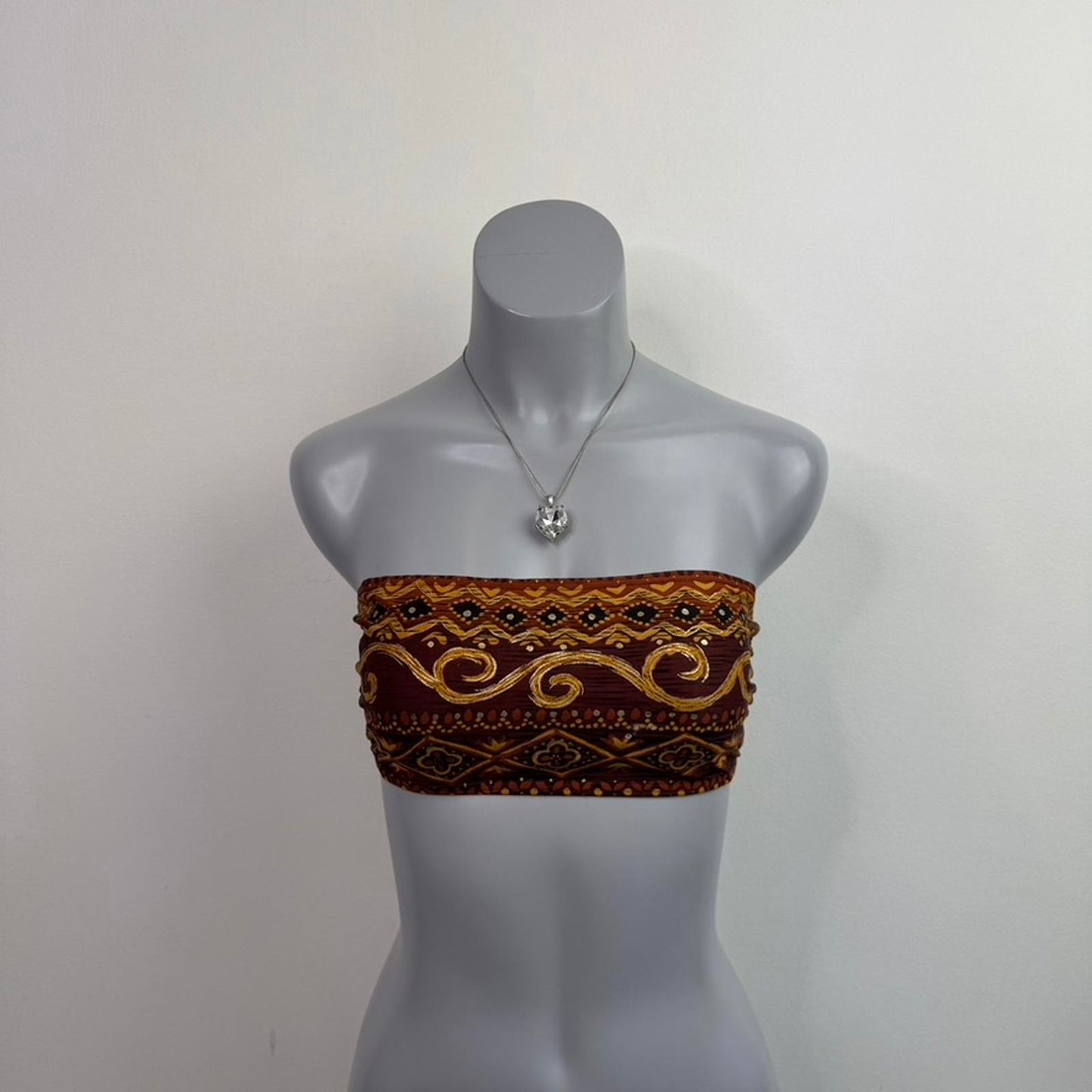 Y2K vintage strapless aztec pattern bandeau bikini top