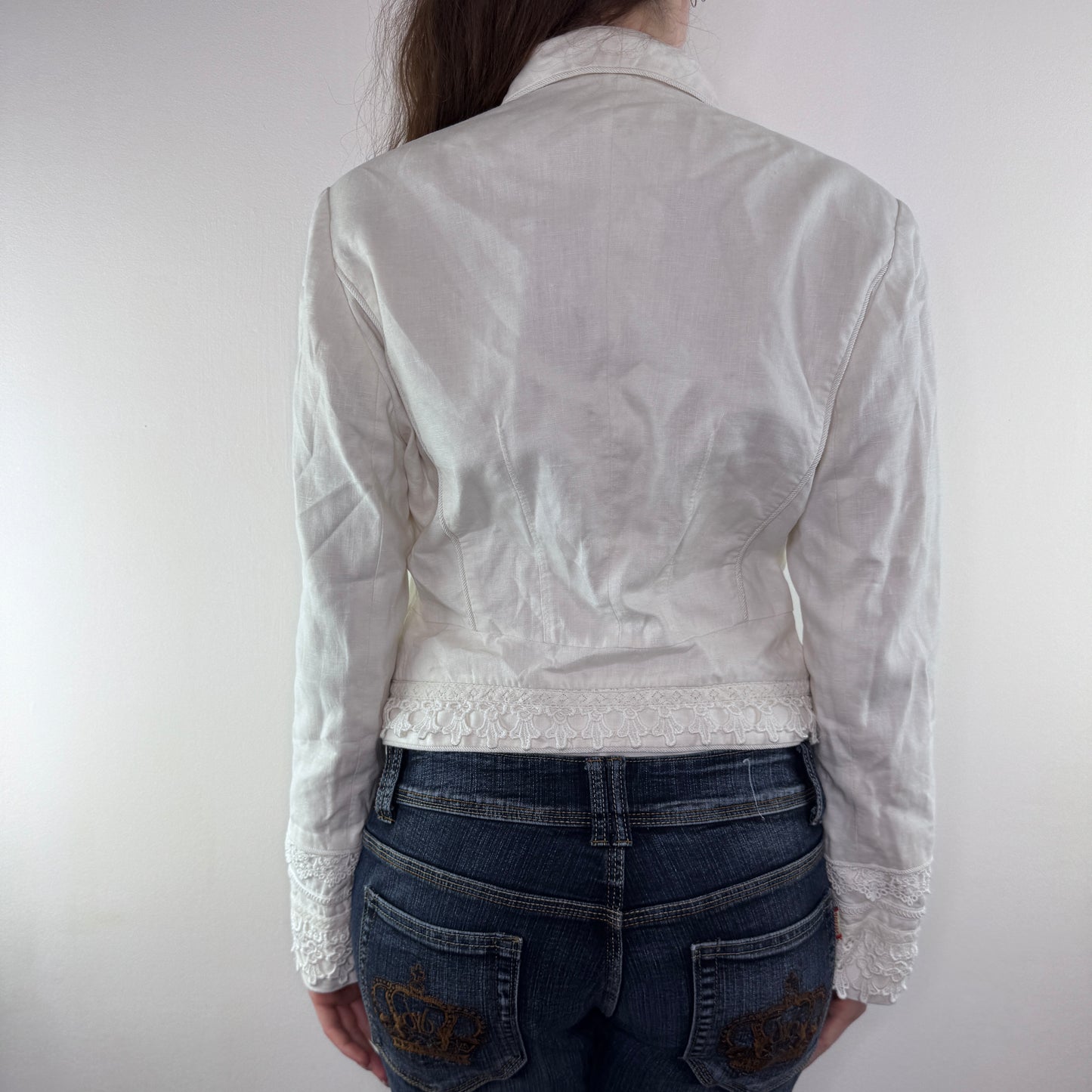 Y2K vintage white military embroidered jacket blazer