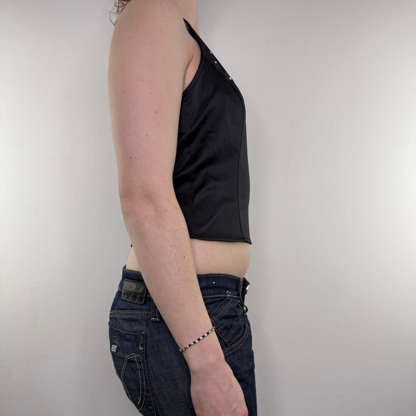 Y2K vintage rhinestone halter neck top