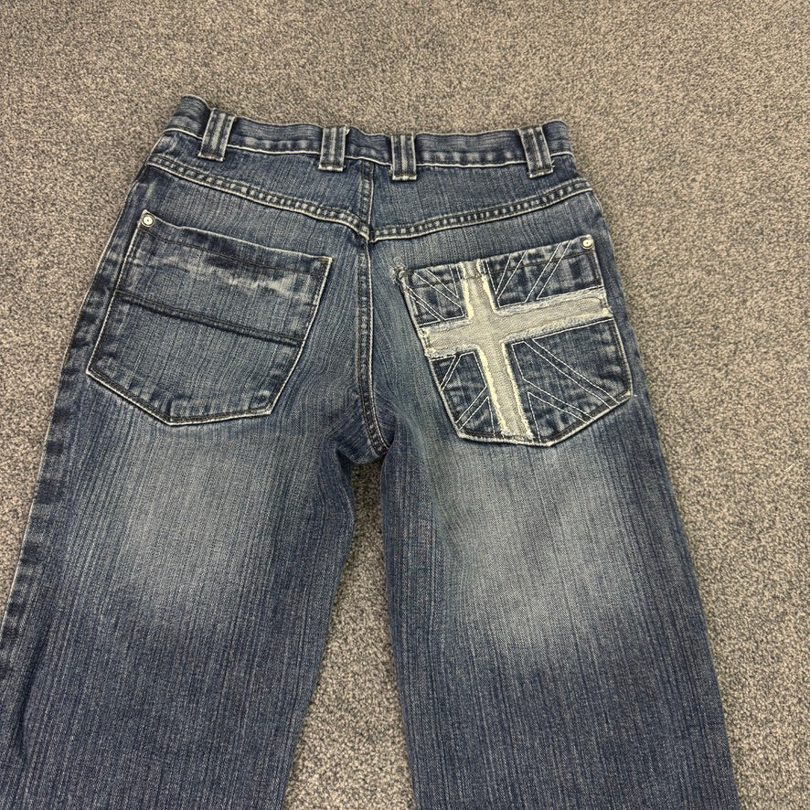 Y2K vintage Union Jack straight leg faded denim jeans