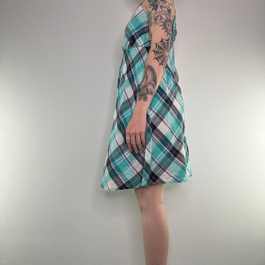 Y2K floaty tartan summer dress