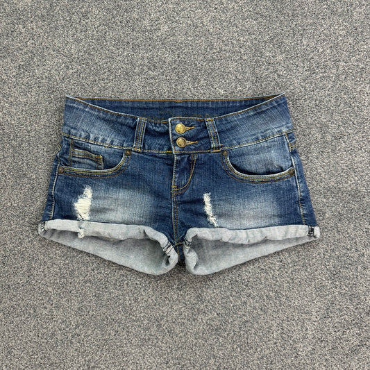 Y2K vintage Jane Norman low rise stretchy faded denim mini shorts