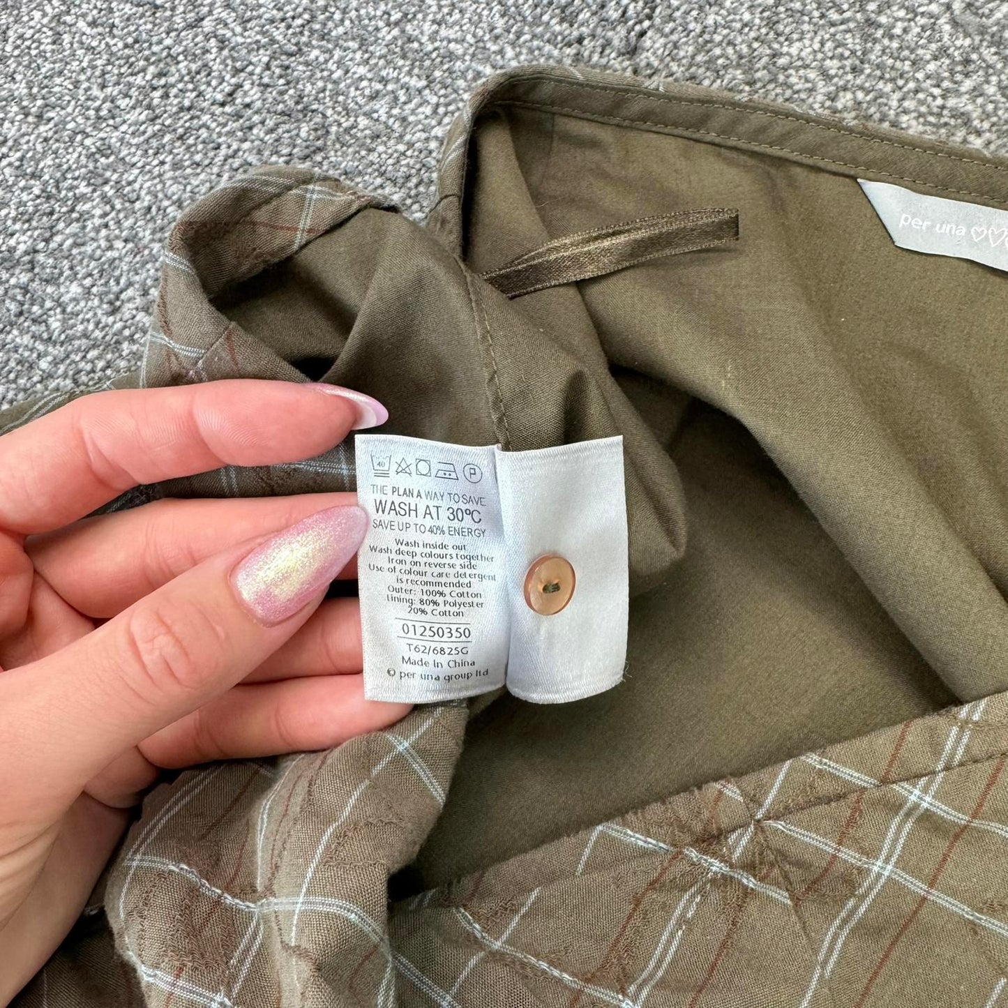 Y2K vintage tartan frill midi skirt ruffle a line khaki blue floral embroidery