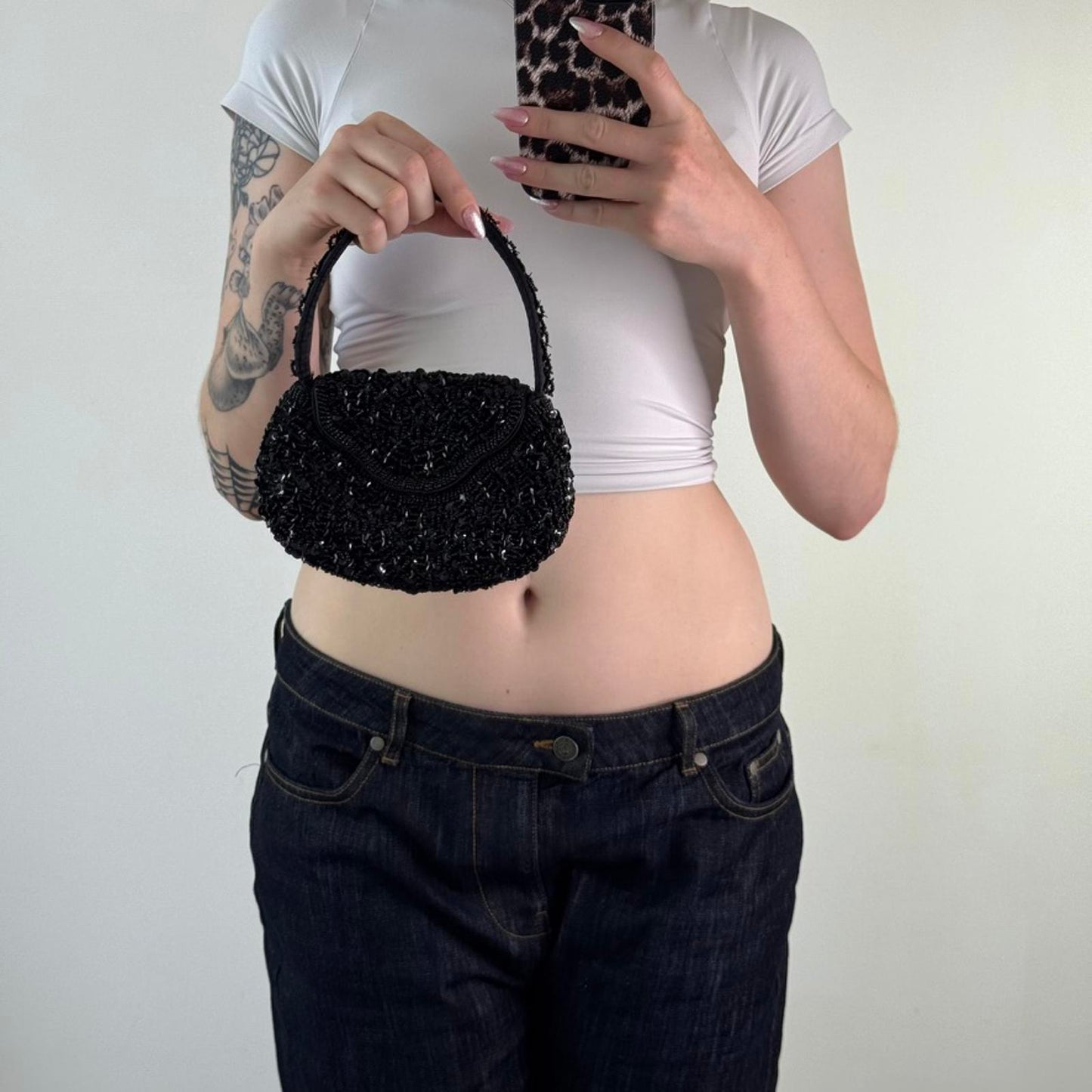 Y2K vintage mini micro handbag sequin embellished black beaded evening wedding