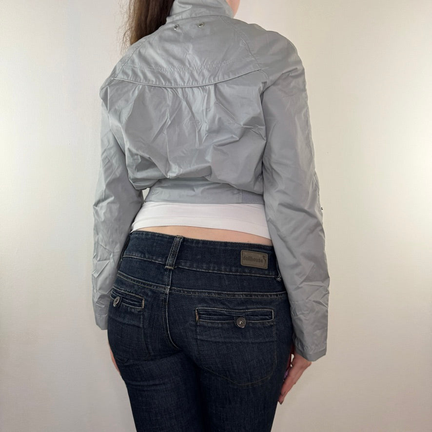 Y2K vintage cropped flare sleeve zip up jacket