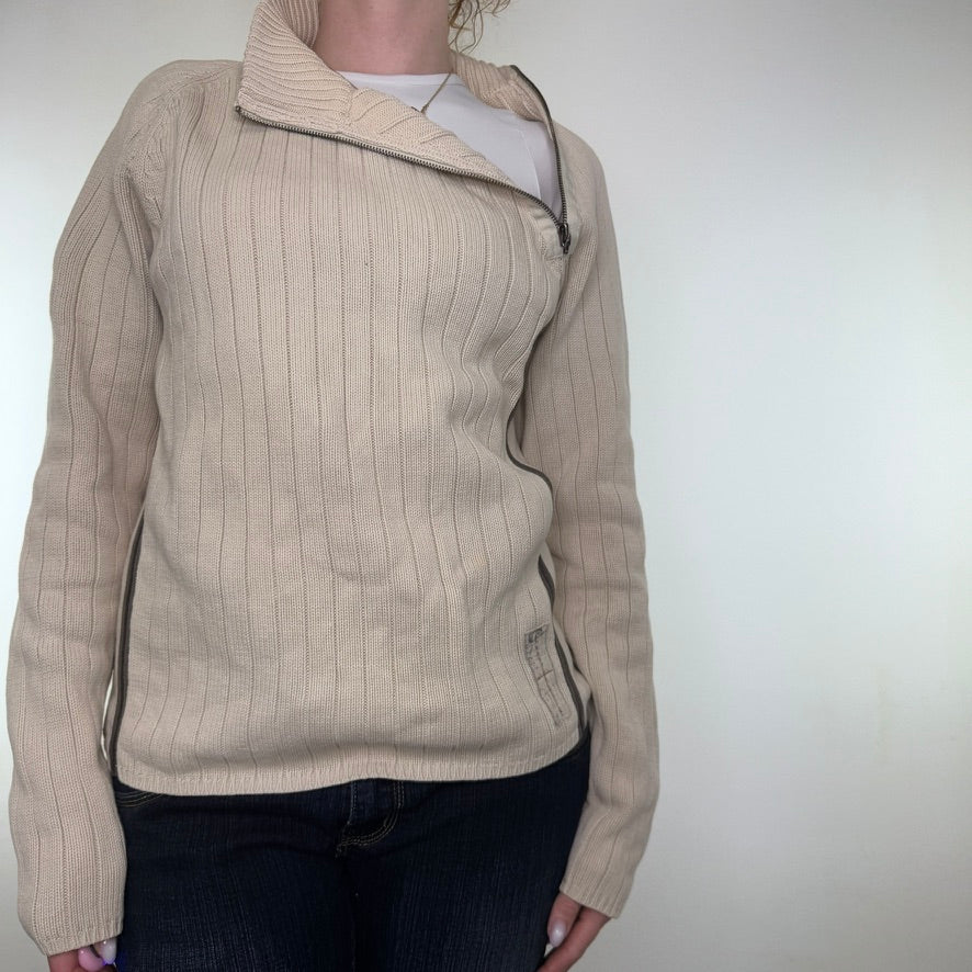 Y2K vintage asymmetrical zip knit jumper