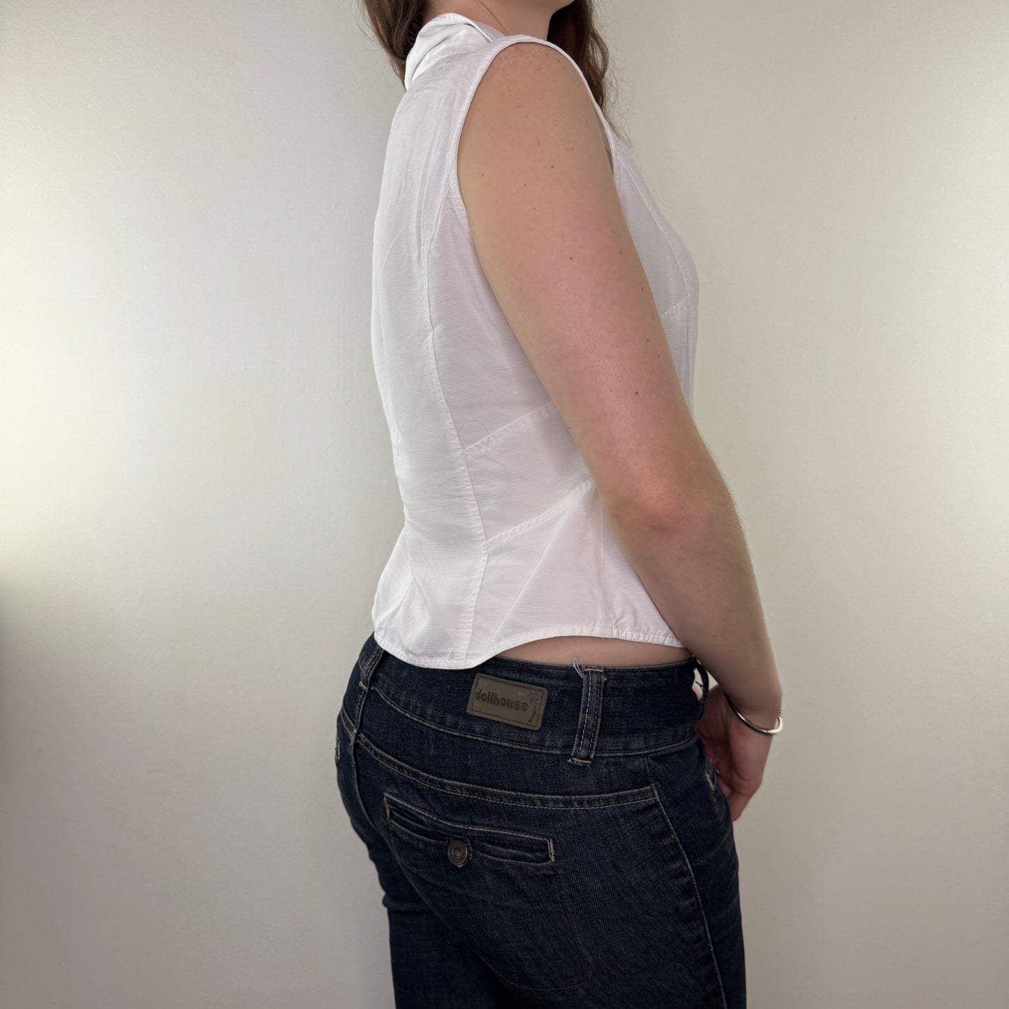 Y2K vintage sleeveless button up shirt