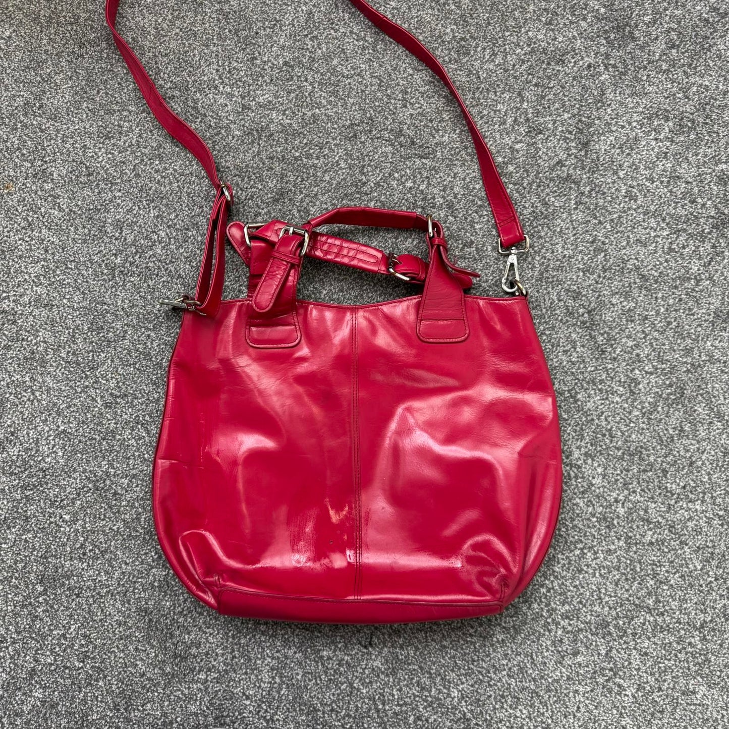 Y2K vintage faux leather pink  large handbag tote crossbody strap