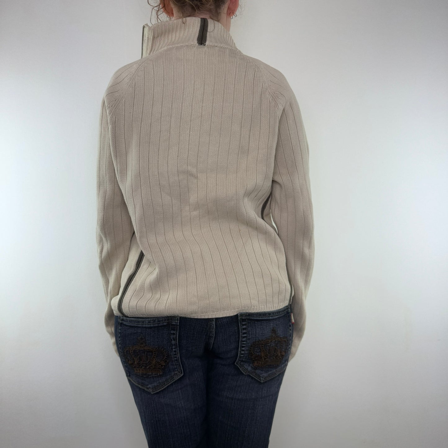 Y2K vintage asymmetrical zip knit jumper