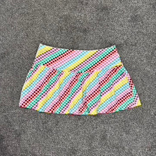 Y2K vintage stretchy polka dot mini skirt low/mid rise multi rainbow white