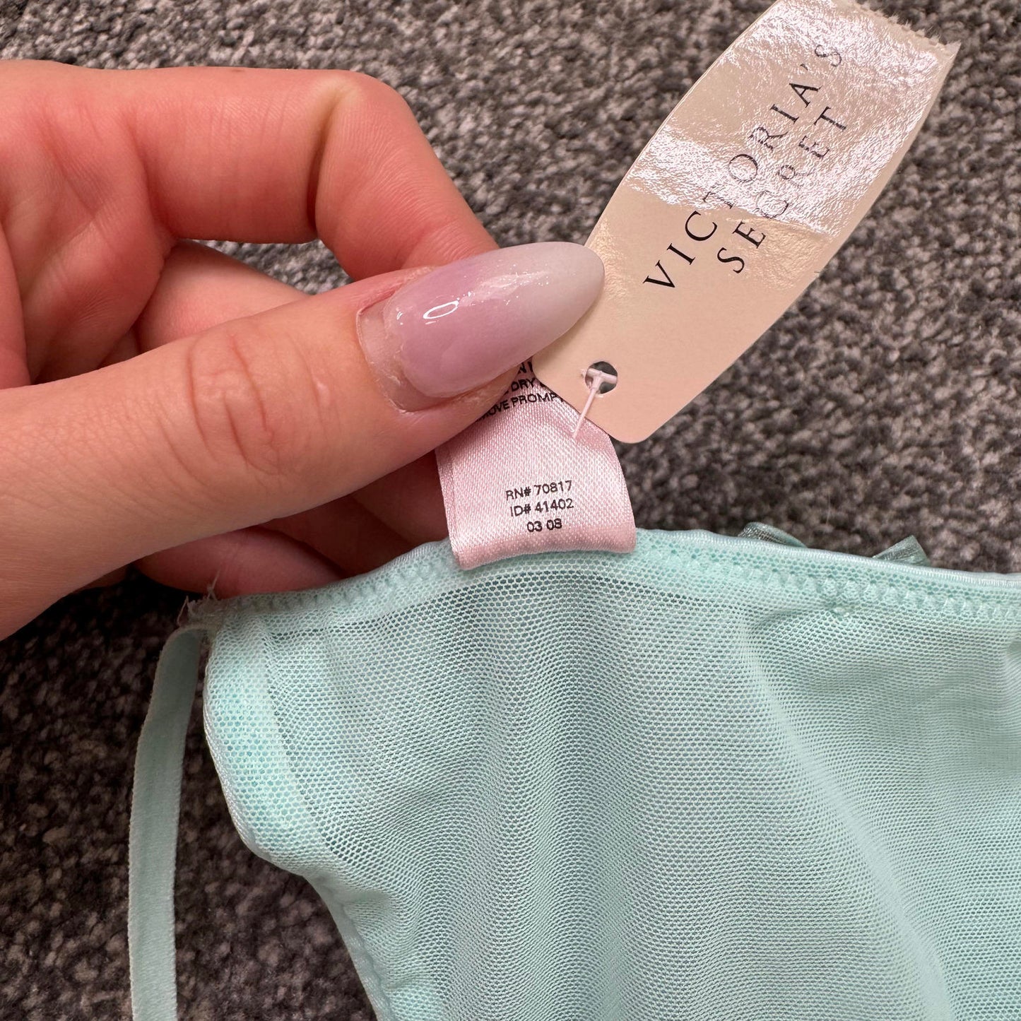 Y2K vintage 2008 Victoria's Secret Angels Satin Thong V-String baby blue medium