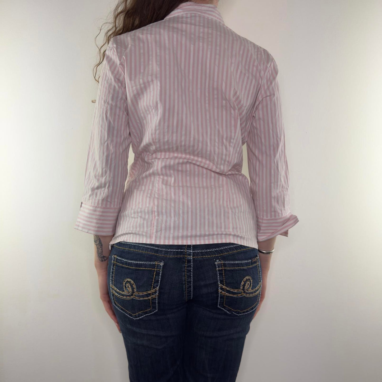 Y2K vintage stretchy fitted blouse 3/4 sleeve