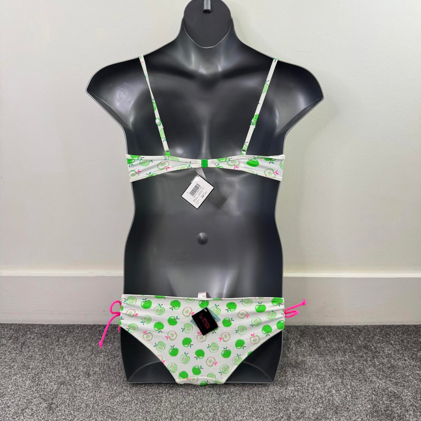 Y2K vintage La Senza apple print bikini set matching size push up 38D UK 16