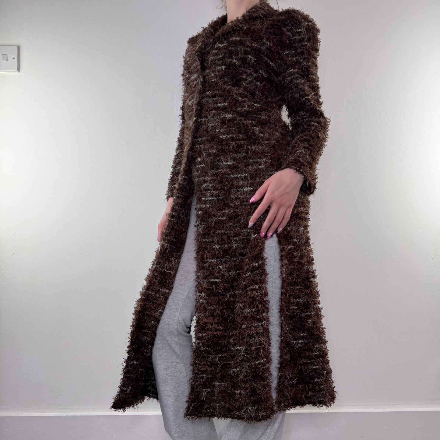 Y2K vintage shaggy long full length cardigan