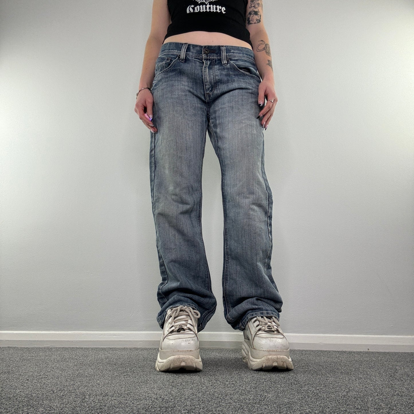 Y2K baggy cross bootcut jeans