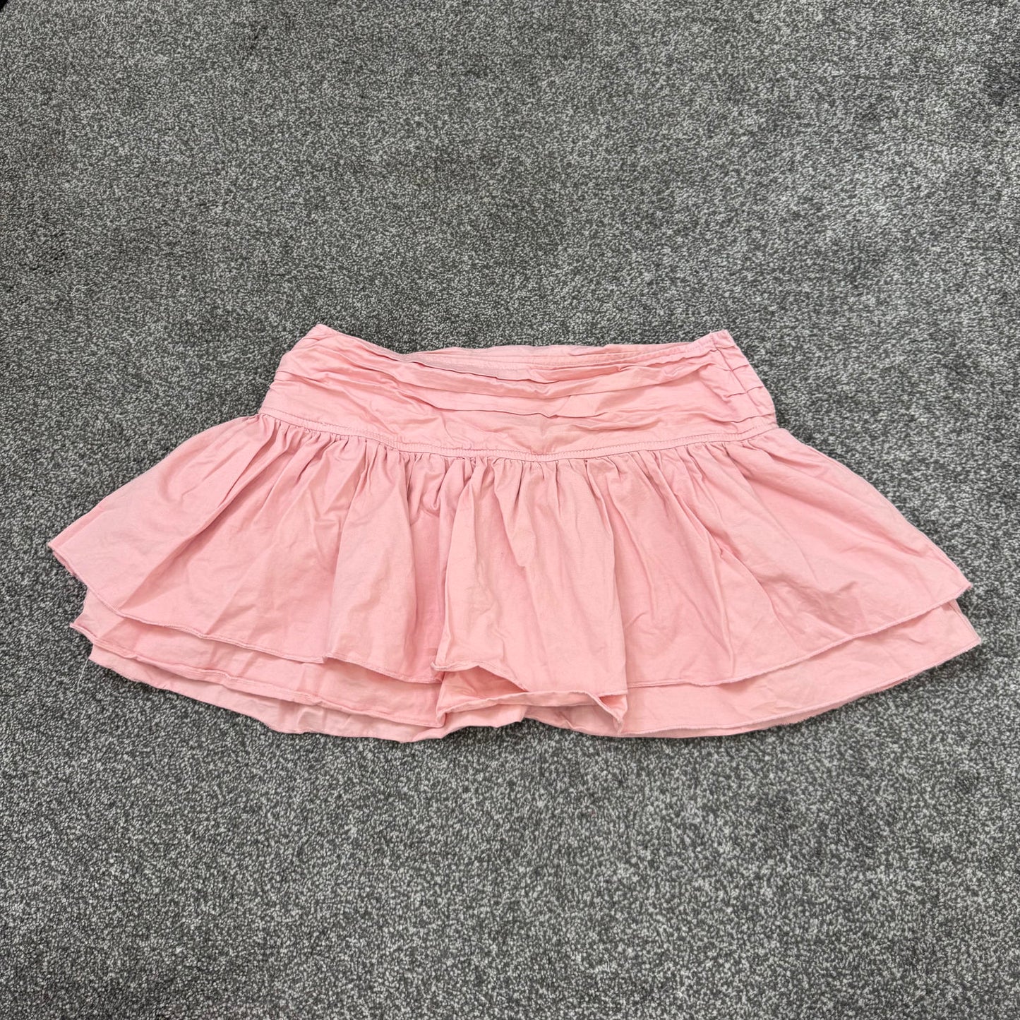Y2K vintage low rise ruched mini skirt rara layered baby light pink micro short