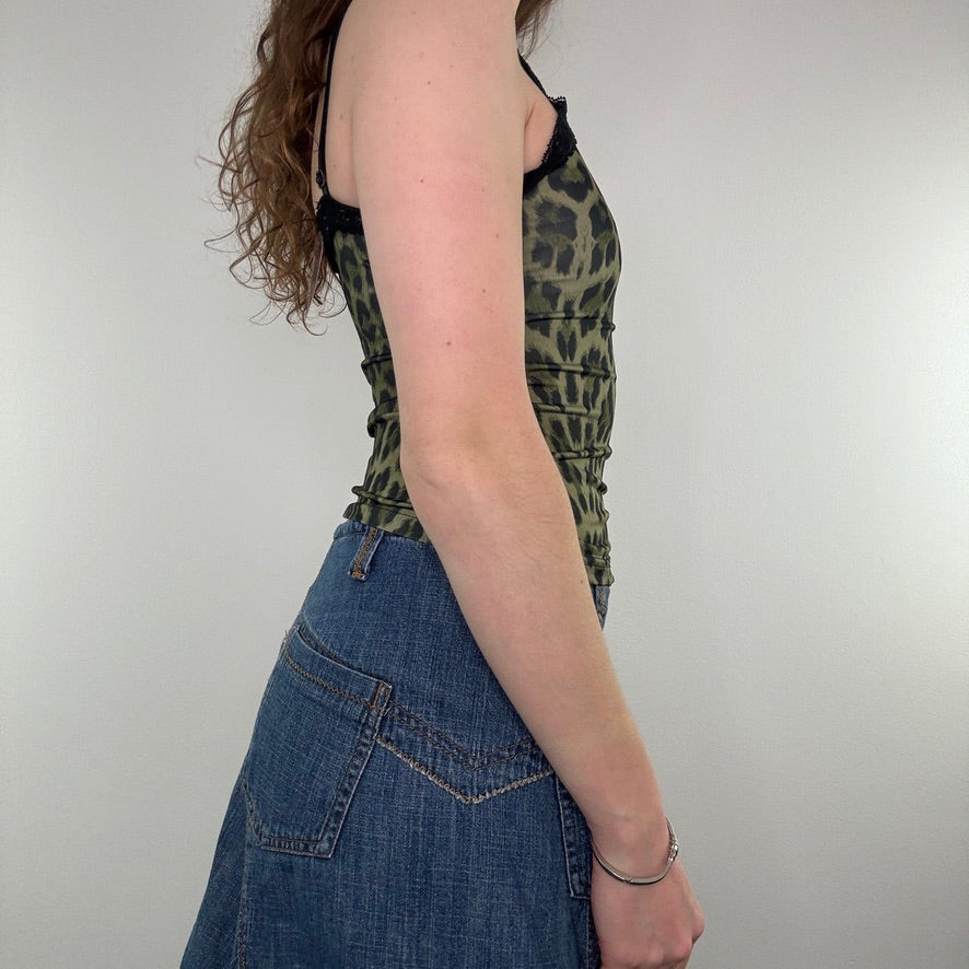 Y2K leopard slinky cami top