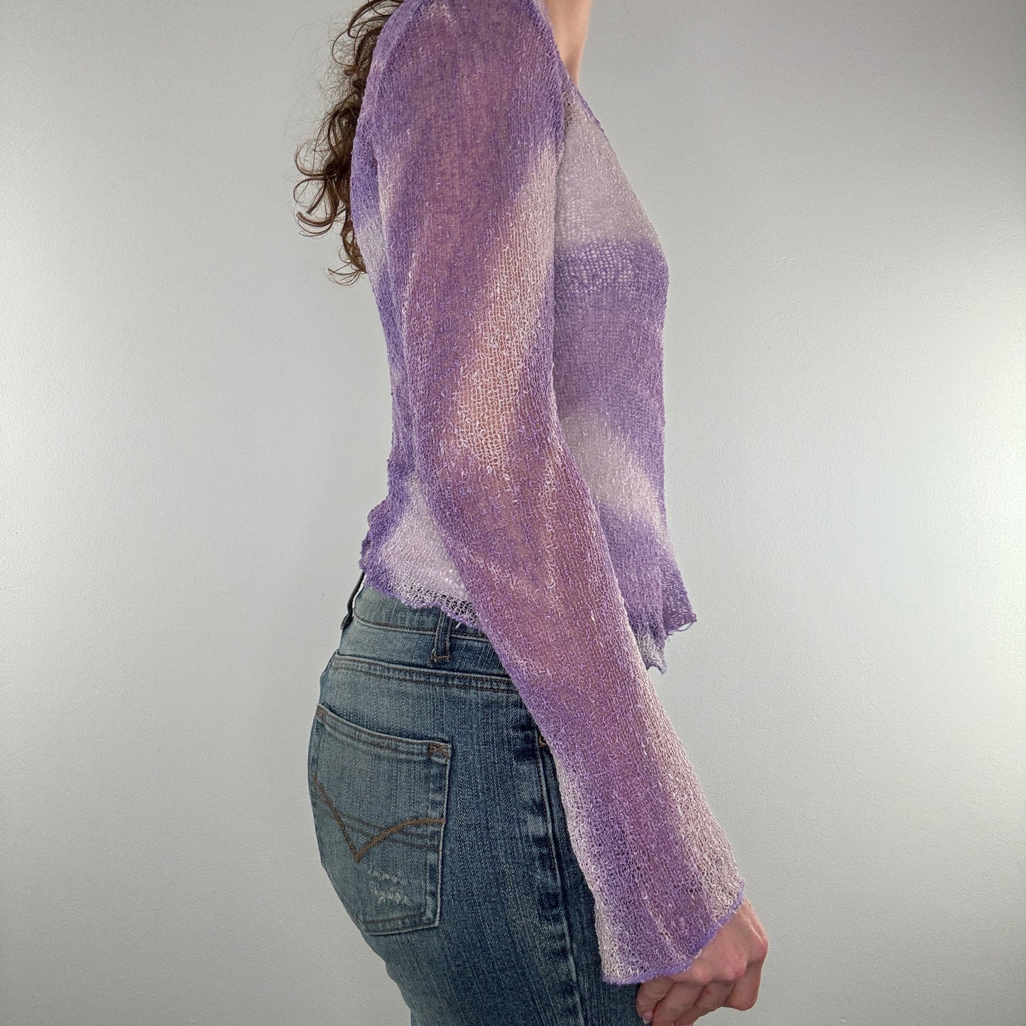 Y2K ombre crochet long sleeve top