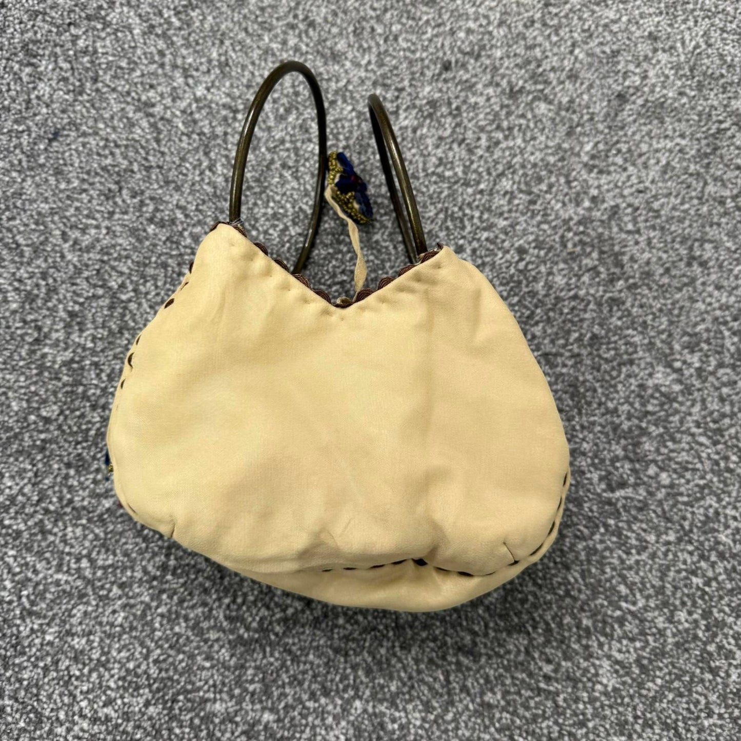 Y2K vintage silk sequin floral beaded embroidered mini micro handbag o ring boho