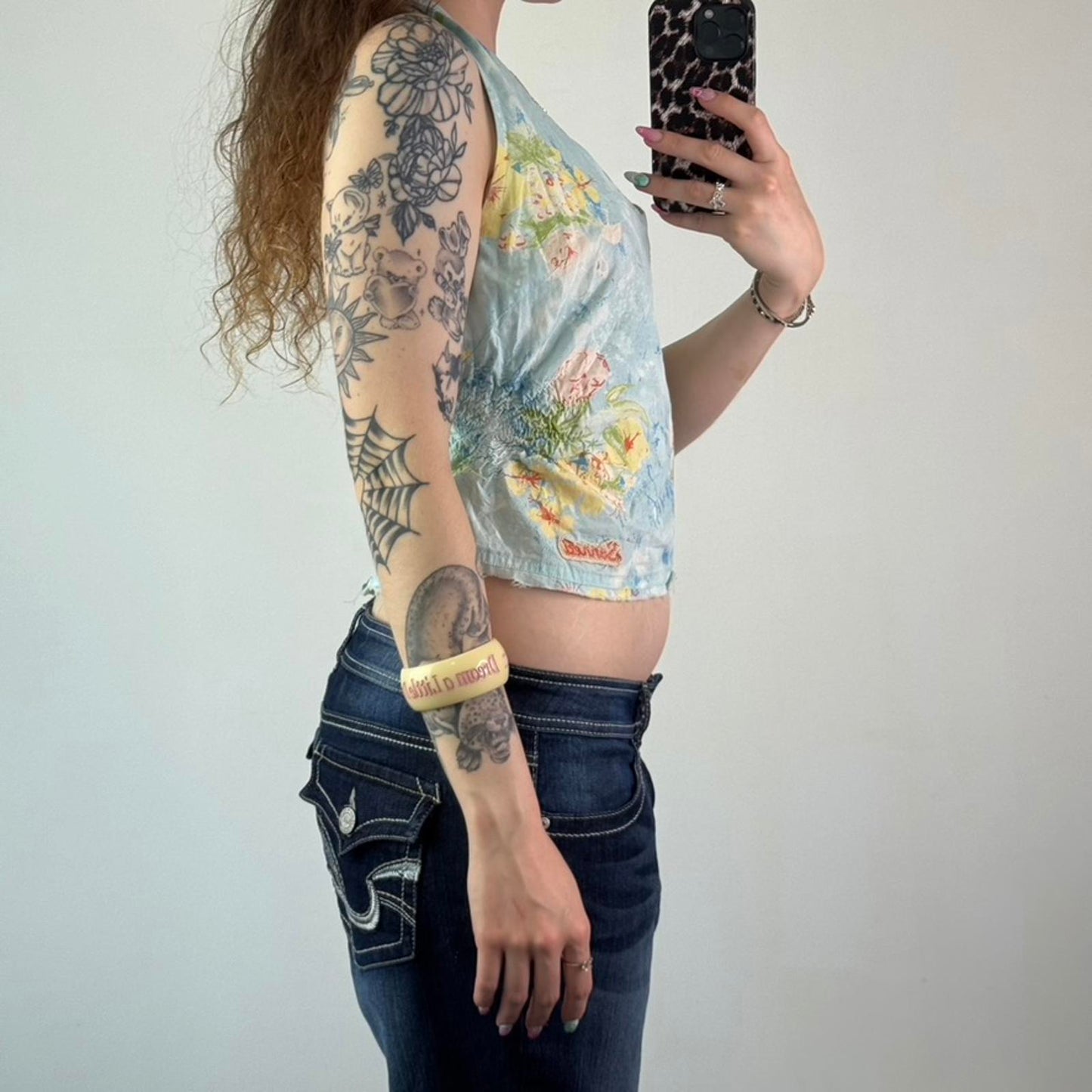 Y2K vintage hibiscus halter neck top floral summer coconut girl tropical- M