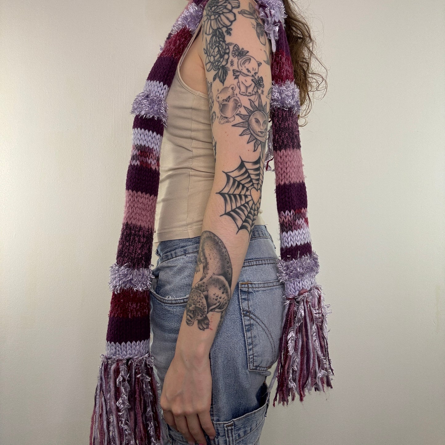 Y2K vintage knit tassel scarf