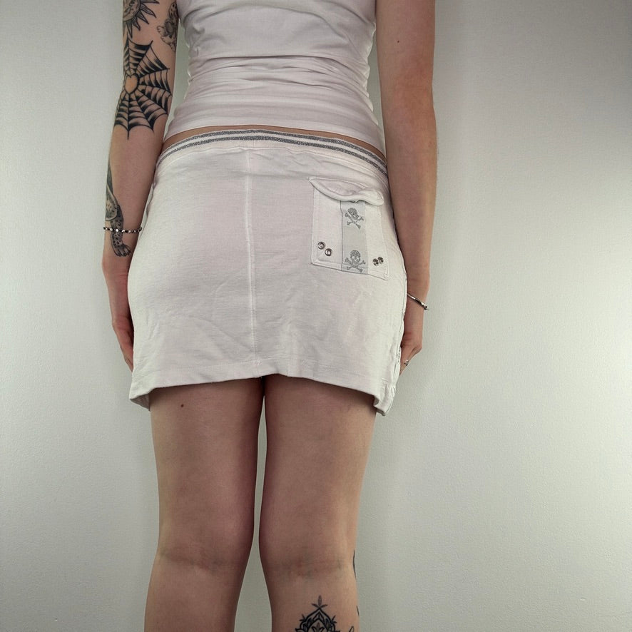 Y2K low rise skull stretchy  mini skirt