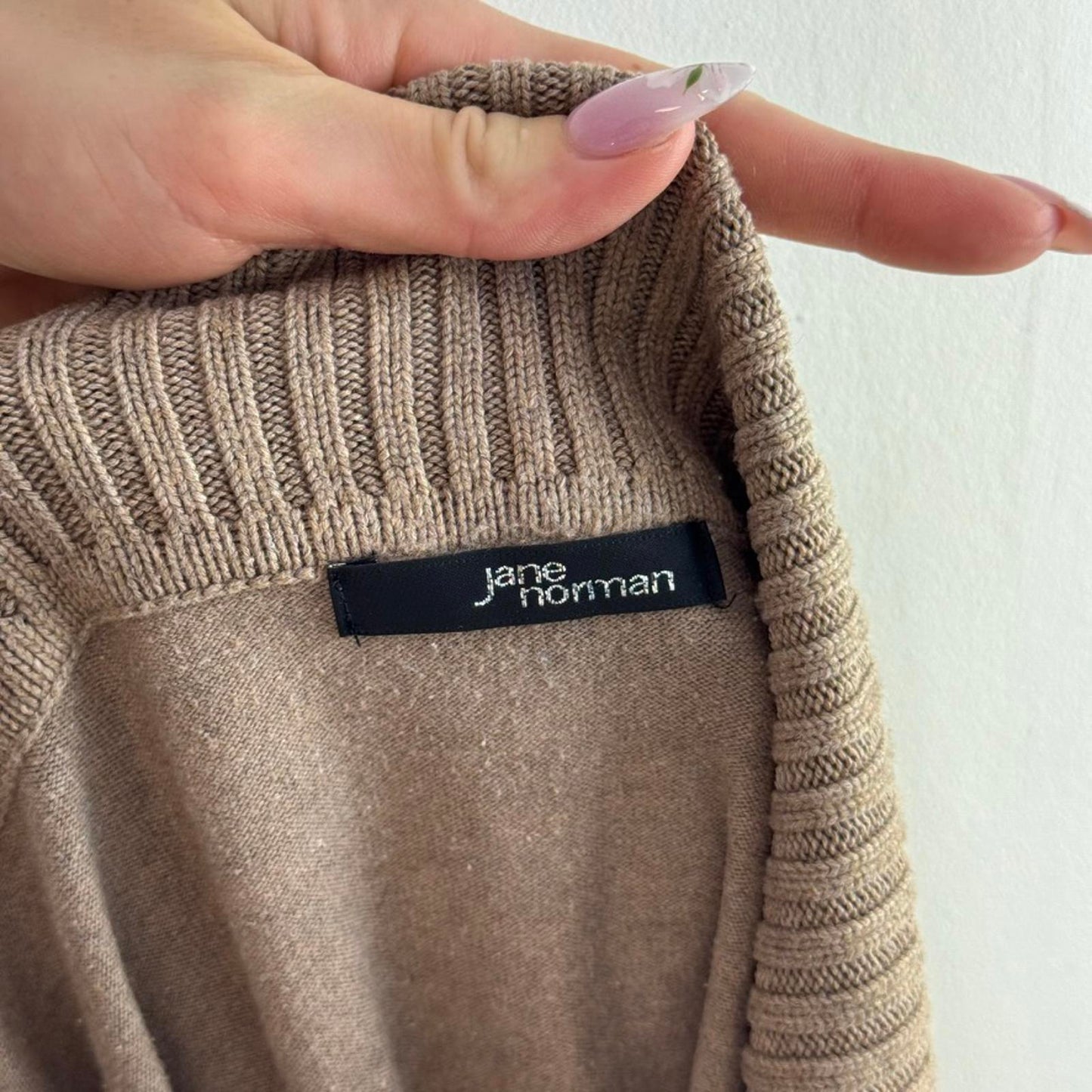 Vintage Jane Norman off the shoulder bardot fine knit jumper buckles cable beige