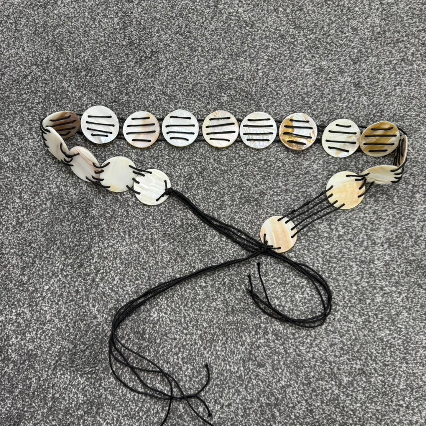 Y2K vintage real shell chunky belt adjustable bow layering